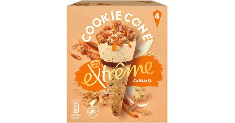 Nestle Extreme Cookie Cone Caramel 4X110ml - Instore Oldbury