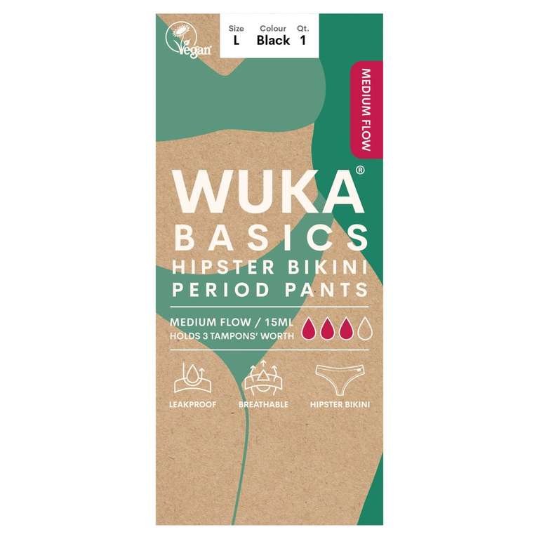 Wuka Basics Hipster Medium Flow Period Pants Size L £6 at Morrisons