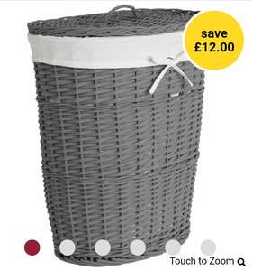 Wilko Grey Willow Laundry Basket £12 Free Click and Collect in selected stores @ Wilko