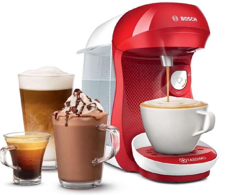 Hot drinks machine TASSIMO HAPPY White/Red or coffee machine + descaling tablets £32.97 delivered