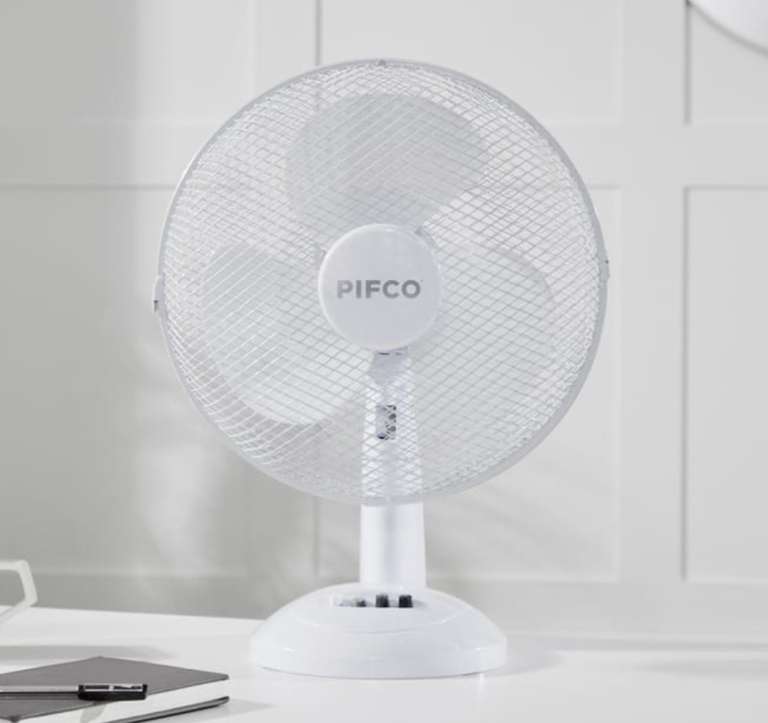 Pifco 12" 35W Desk Fan in White - £12.99 in store / £16.48 delivered @ Home Bargains