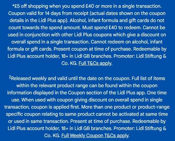 £5 off £40 spend (Selected accounts only, using Lidl Plus App) @ Lidl