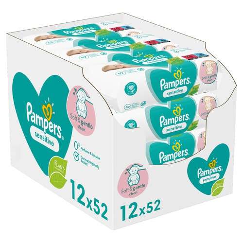 Pampers Sensitive Baby Wipes 12 x 52 per pack - £8 @ Morrisons