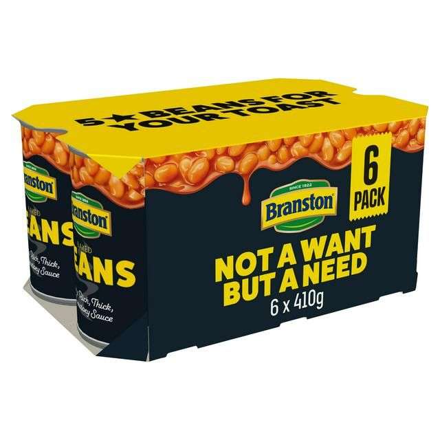 Branston Baked Beans in a Rich & Tasty Tomato Sauce 6x410g £3.70 (61p each) @ Sainsbury's
