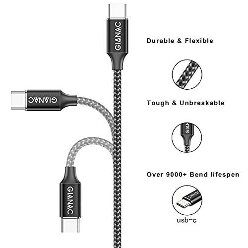 USB C Charger Cable,GIANAC USB C to USB C Charger Cable 60W PD Fast Charger - GIANAC FBA