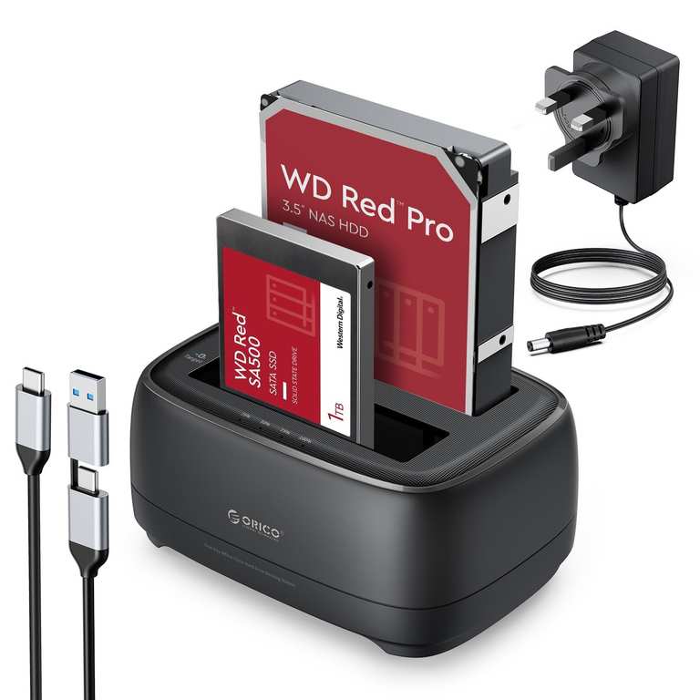 ORICO External Dual Hard Drive Dock Duplicator/Cloner (DD28C3-C) SATA to USB-C for 2.5”/3.5” SSD HDD - Orico Official Store/FBA (Prime Deal)