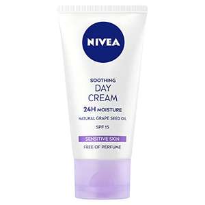 NIVEA Sensitive Day Cream (50 ml), Face Cream and Moisturiser with SPF15 - £2.25 (or £2.03 with S&S + 10% voucher on 1st order) - @ Amazon
