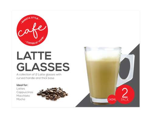 6 Pack Coffee Latte Glasses 240Ml - Tooltime UK