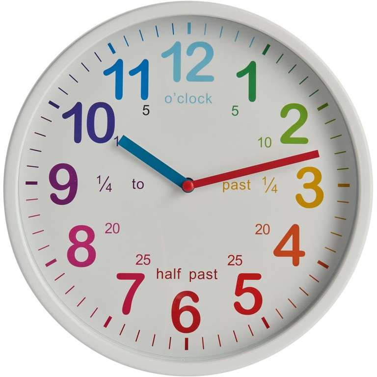 Tell The Time Children's Wall Clock - £6 + Free Click & Collect @ Wilko