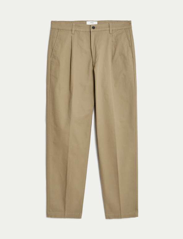 M&S Regular Fit Single Pleat Stretch Chinos [lot of sizes available], free C&C
