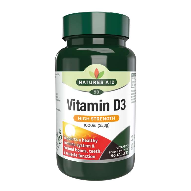 Natures Aid Vitamin D3/Cholecalciferol Tablets (1000 iu/25 ug, 90 Tablets - £3.18 W/voucher - £2.97 ( voucher+15% S&S)