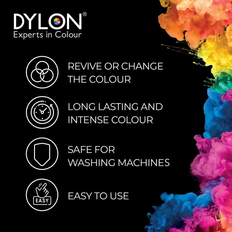 Dylon Washing Machine Fabric Dye Pod Intense Black, 350g £5.95 / £5.05 (S&s)