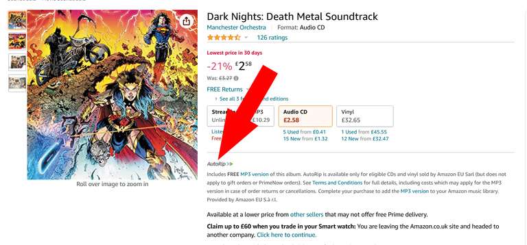 DC Dark Nights: Death Metal Soundtrack CD with FREE MP3 of the album (Batman / Superman etc.) £2.58 @ Amazon