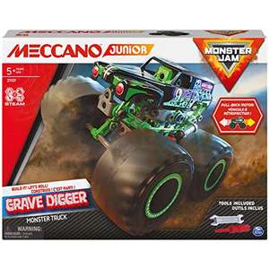 Meccano Junior, Official Monster Jam Grave Digger Monster Truck STEM Model Building Kit with Pull-back Motor, Kids Toys £16.99 @ Amazon