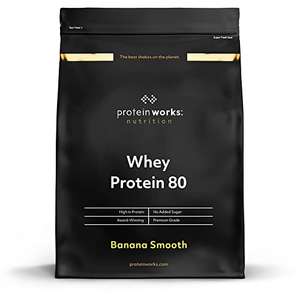 Protein Works - Whey Protein 80 Powder | Low Calorie Protein Shake | Whey Protein Shake | 28 Servings | Banana Smooth | 1kg
