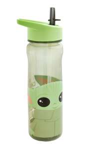 Mandalorian Water Bottle with Straw – Reusable Kids 600ml PP in Grey & Green