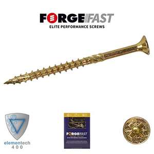 ForgeFast Elite Fast-Start Woodscrews | 5.0 x 80mm | Zinc Yellow | Box 100