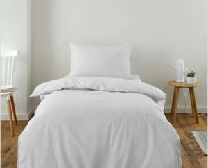 Single 100% Organic Cotton Duvet Cover and Pillowcase Set in Light Grey - Free C&C