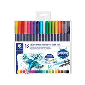 Staedtler 3001 TB18 Double Ended Watercolour Brush Pens, Assorted Colour (Pack of 18) - £7 @ Amazon