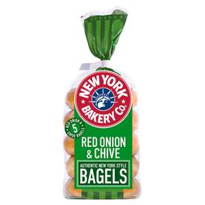 New York Bakery Co 5 Bagels: Red Onion & Chive / Wholemeal / Plain / Cinnamon & Raisin / Sesame (Nectar Price)