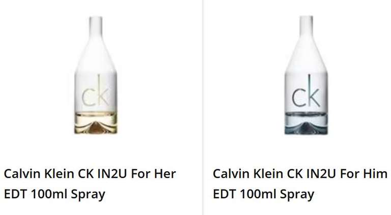 Calvin Klein CK IN2U For Her / Him EDT 100ml Spray x 2 for £27 + Free Delivery (Members Price) @ Superdrug