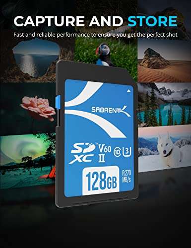 SABRENT UHS-II SD card 128GB V60, SDXC card £26.99 Sold by Store4Memory and Fulfilled by Amazon