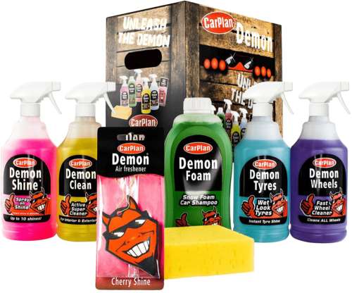 Demon 7pc Car Care Gift Pack Set Includes Shine, Wheels, Foam, Tyres & More - £18.73 with code @ eBay / motorworlddirect