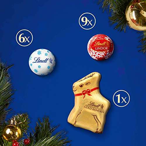 Lindt Milk Chocolate Christmas Advent Calendar 2022, A selection on 24 Finest Christmas Milk Chocolate Figures £1.62 @ Amazon