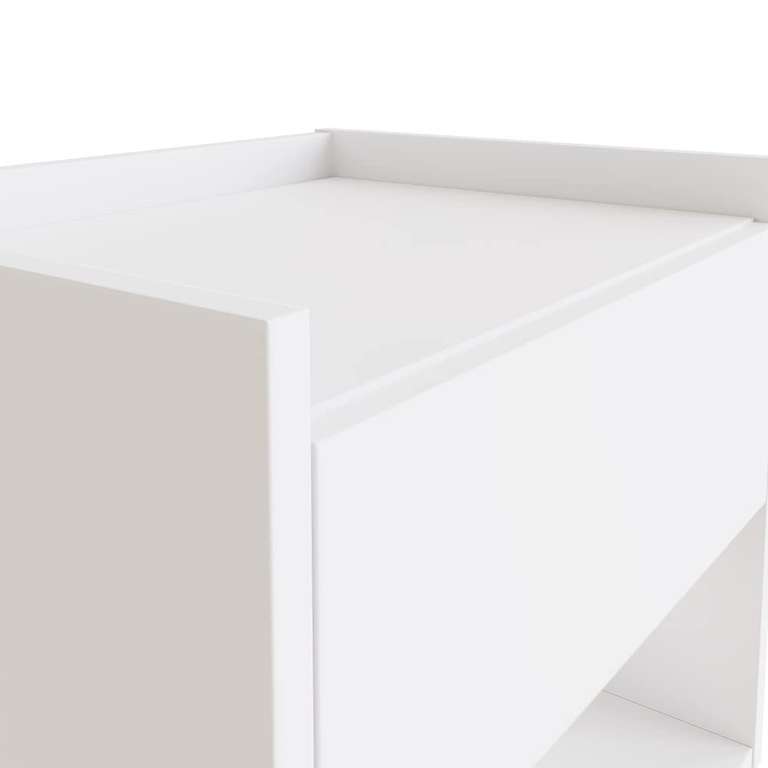 GFW Pair of Wall Mounted Minimalistic Floating Bedside Tables with Storage Drawer & Shelf, Wood, White, 42.5 x 33 x 36 cm