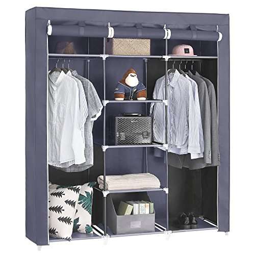 SONGMICS Canvas Wardrobe Bedroom Furniture Cupboard Clothes Storage Organiser Gray 175 x 150 x 45cm RYG12G - £30.99 @ Amazon