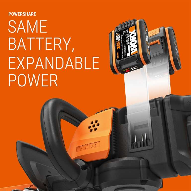 WORX WG284E 20V DUAL Battery X2 18V BATTERY/DUAL CHARGER Cordless Hedge Trimmer - £104.49 With code (UK Mainland) @ Worx / eBay
