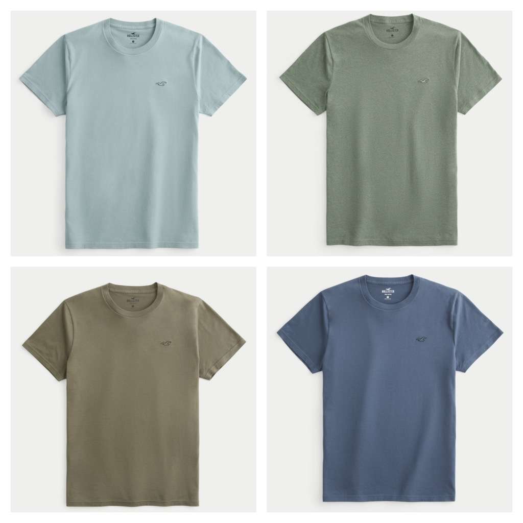 Hollister Mens Icon Crew 100% Cotton T-Shirt (6 Colours / Regular ...