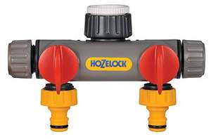 HOZELOCK - Multi-Tap Connector 2-Way : Ideal for Creating 2 Circuits on a Single Tap, With Independent Flow Valve for Each Outlet
