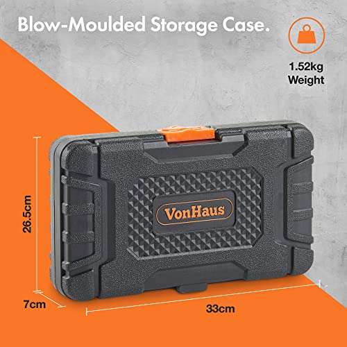 VonHaus 130 pcs Socket Set – Extension Bar, Coupler, Ratchet and Socket Wrench in carry case- 130-Piece - £24.99 Sold by Domu and FB Amazon