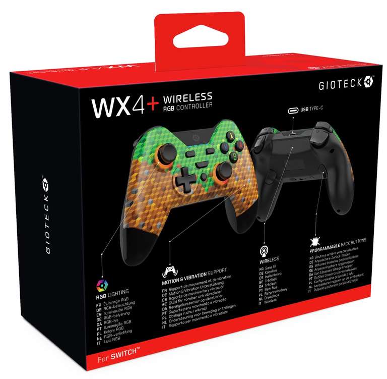 Gioteck WX4+ Switch Wireless RGB Controller - Multicoloured reduced + Free Click and Collect