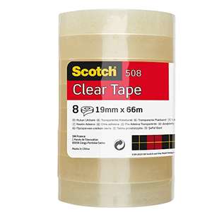 Scotch Transparent Tape 508 - 8 Rolls - 19 mm x 66 m - General Purpose Clear Tape for School, Home and Office