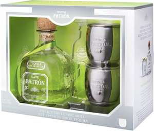 Patrón Silver Tequila, 70cl with 2 Mule Mugs