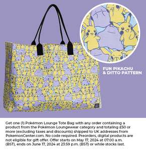 Pokémon Lounge Tote Bag with £50 Pokemon Loungewear purchase