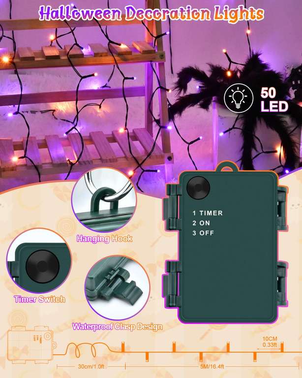 Toile Araignée Halloween Lumineuse 6x5 M - 150 LEDs 8 Modes - Guirlande Piles Minuterie - Décoration Jardin Extérieur