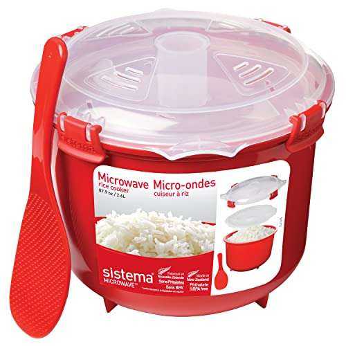 Sistema Microwave Rice Cooker | 2.6 L | Dishwasher Safe Small Rice Cooker | BPA-Free | Red