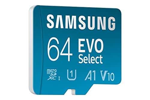 Samsung EVO Select 64GB microSDXC UHS-I U1 130MB/s Full HD Memory Card inc. SD-Adapter (MB-ME64KA/EU) Blue £6.29 @ Amazon