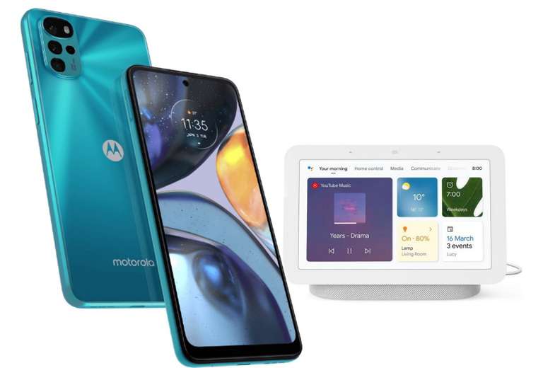 Motorola Moto G22 64GB 4GB Smartphone, 6.5" Iceburg Blue + Google Nest Hub -£129.99 Delivered With Code @ John Lewis & Partners