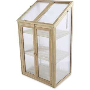 Natural / Grey Wooden Mini Greenhouse + 3 Year Warranty £41.99 with code + £9.95 delivery (UK Mainland) @ Aldi