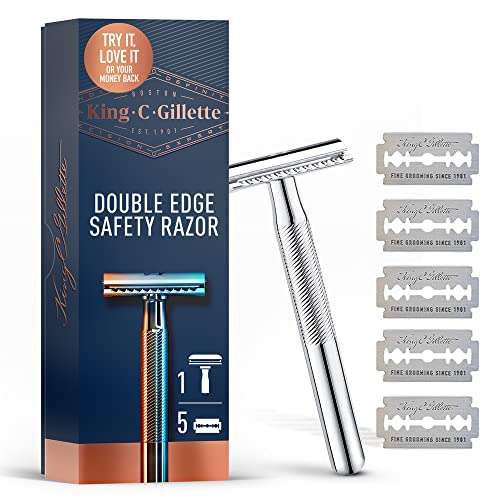 King C. Gillette Double Edge Safety Razor for Men, 5 Platinum Coated Double Edge Razor Blades - £9.98 @ Amazon