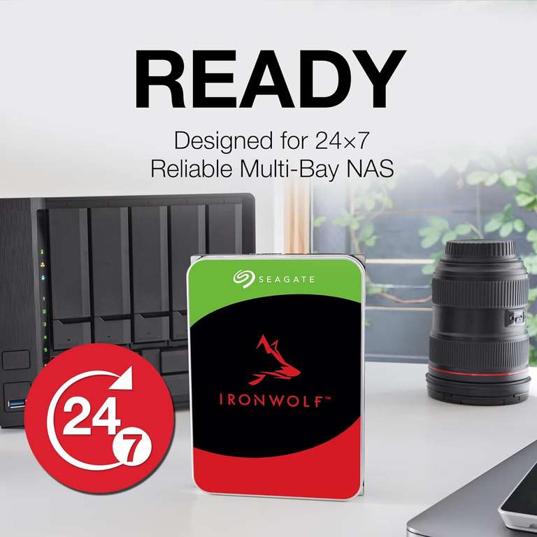 Seagate IronWolf, 4TB, NAS, Internal Hard Drive, CMR, 3.5 Inch, SATA, 6GB/s, 5,400 RPM, 256MB Cache, for RAID NAS (ST4000VNZ06)