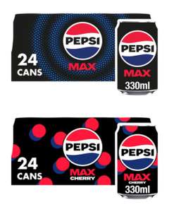 Pepsi Max /cherry No Sugar 24 x 330ml with code - minimum spend applies