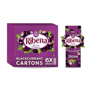 Ribena Blackcurrant Juice Drink Cartons - Multipack 6x250ml - £2.65 at Amazon
