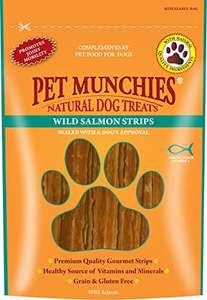 Pet Munchies Wild Salmon Strips Dog Treats, Premium Grain Free Dog Chews with Natural Real Meat 80g (Pack of 8), Energy-Star FBA