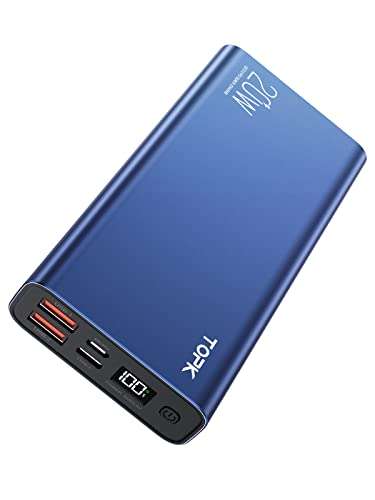 TOPK Power Bank 20W USB C Fast Charging 20000mAh Portable Charger PD3.0 QC4.0 - £16.79 With Voucher @ TOPKDirect / Amazon