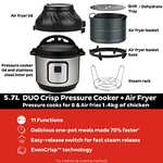 Instant Pot Duo Crisp + Air Fryer 11-in-1 Electric Multi-Cooker, 5.7L - Air Fryer, Slow Cooker, Steamer, Sous Vide Machine, £129.99 @ Amazon